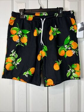 Target - Men's Black Orange Print Shorts Size S